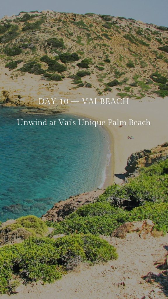 Scenic view of Vai Beach in eastern Crete, Greece, known for its palm forest and turquoise water, essential on a 10 day Crete itineraries.