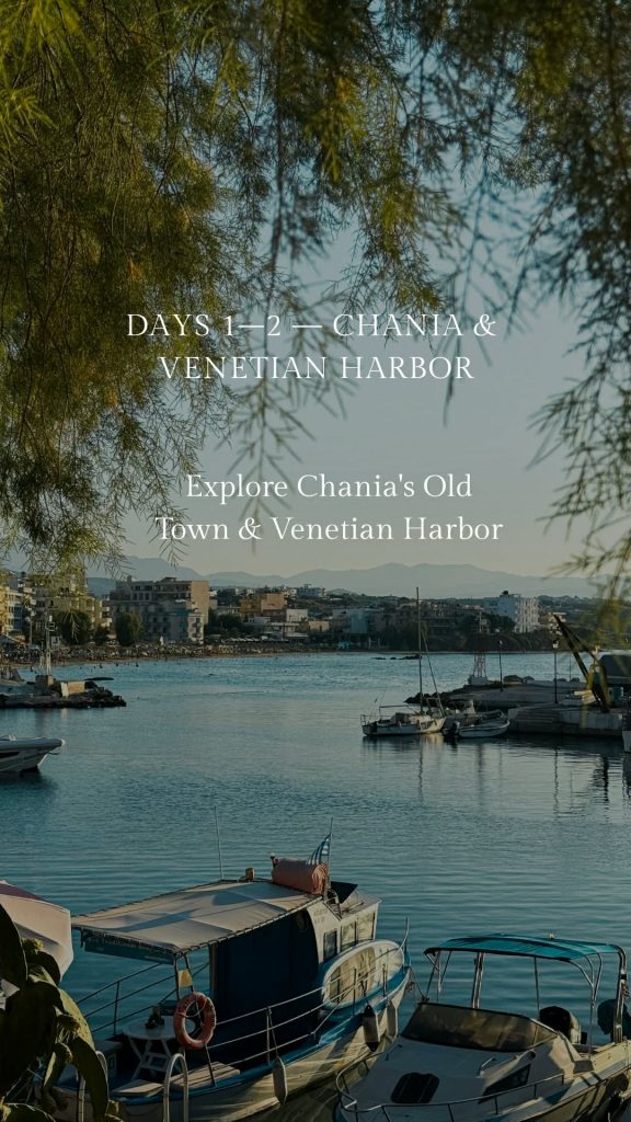 Chania Old Town and Venetian Harbor in Crete, Greece — top places to visit on a 10 day Crete itinerary.
