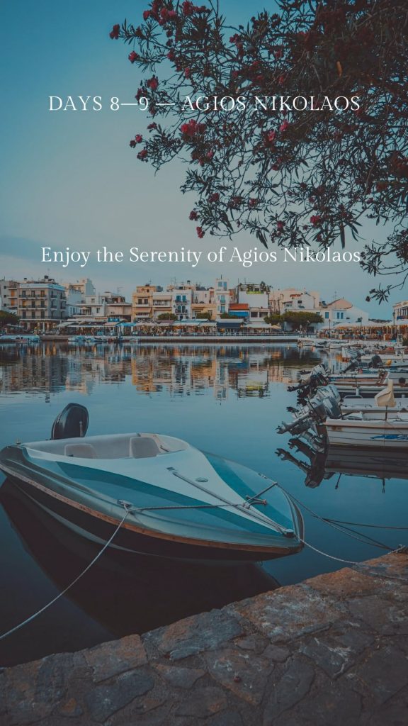 Boats along the harbor in Agios Nikolaos, Crete, Greece, a scenic town, a must on 10 day Crete itineraries.