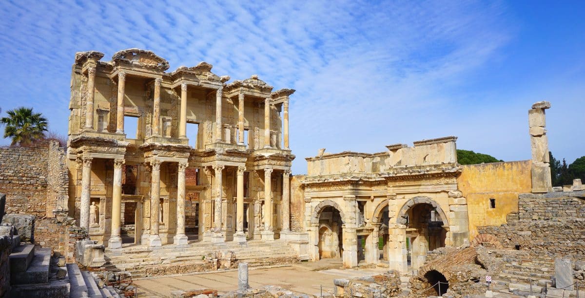 Library of Celsus in Ephesus ancient ruins with Roman architecture in Turkey