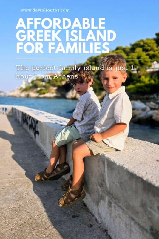 Traveling with kids in Agkistri Greece by the water in Skala