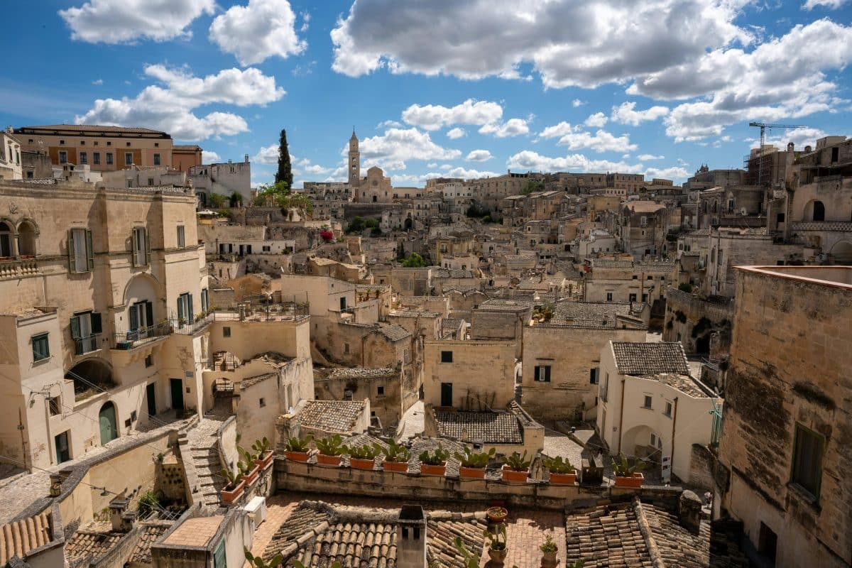 Matera Italy stone city with historic cave houses and old town architecture