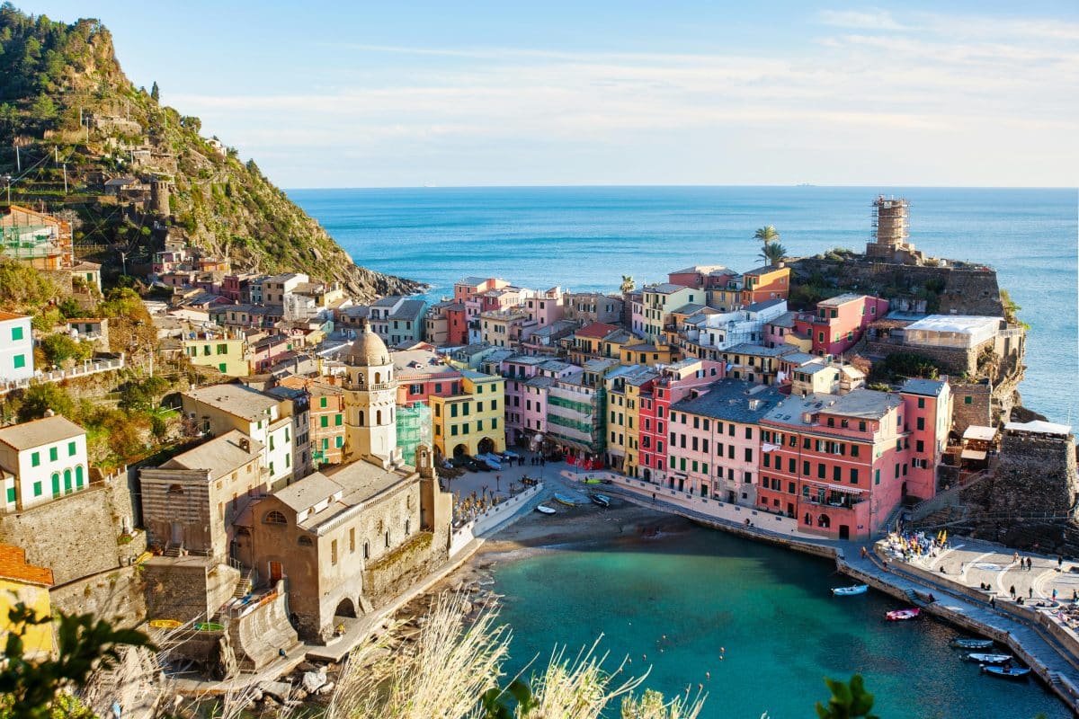 Colorful harbor view of Vernazza in Cinque Terre, Italy